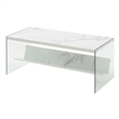 Pemberly Row Modern Coffee Table in Faux White Marble Wood Finish
