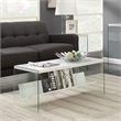 Pemberly Row Modern Coffee Table in Faux White Marble Wood Finish