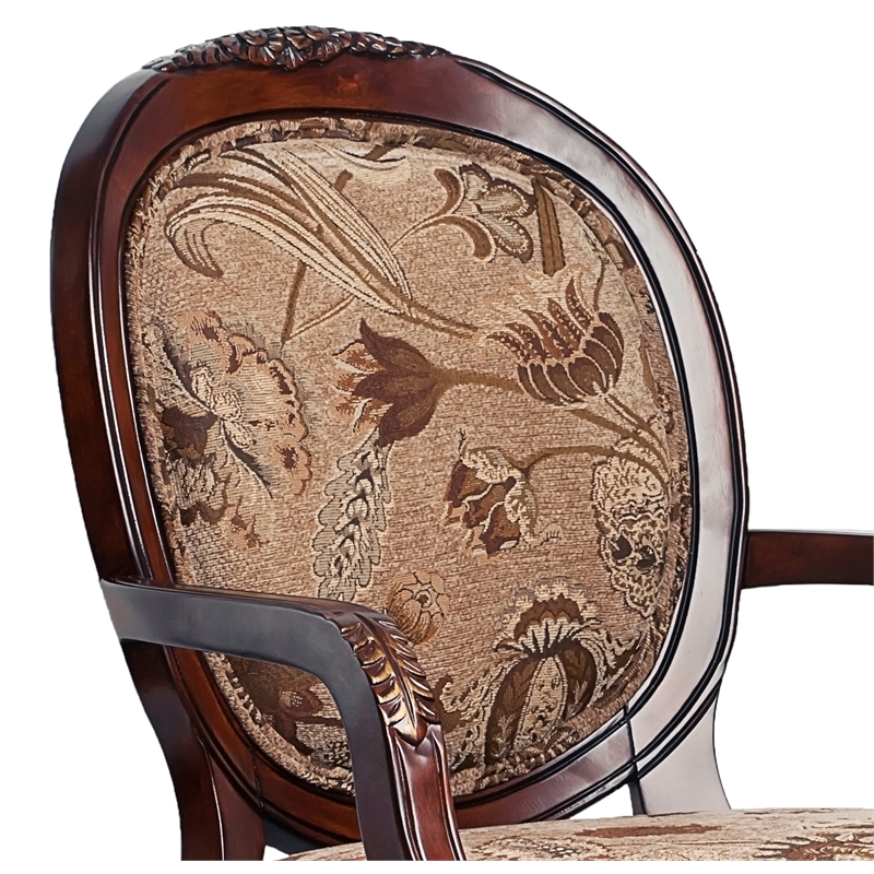 Pemberly Row Oval Back Solid Wood Accent Chair in Cherry Finish