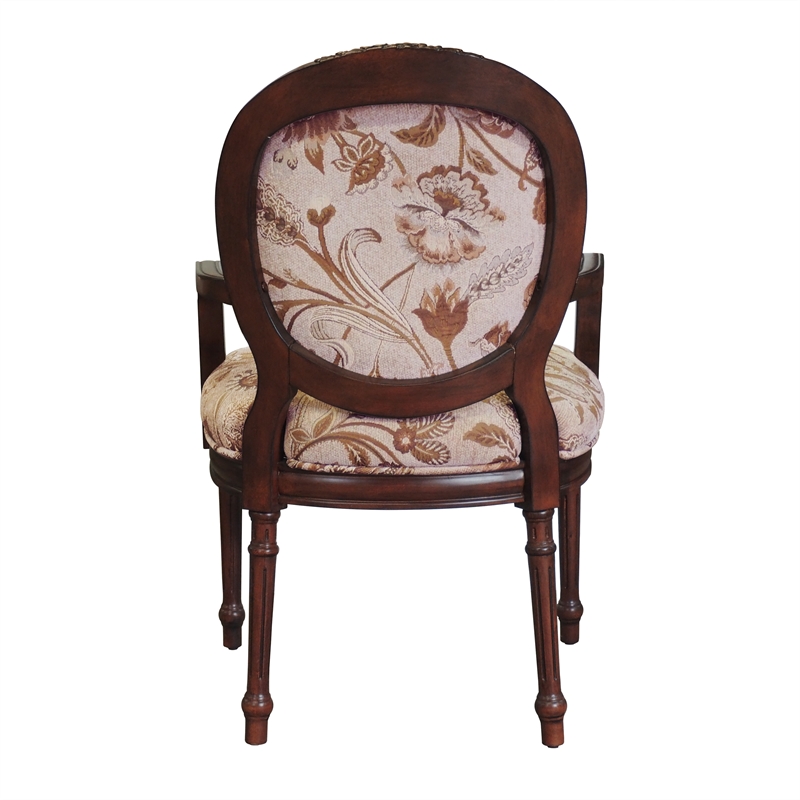 Pemberly Row Oval Back Solid Wood Accent Chair in Cherry Finish
