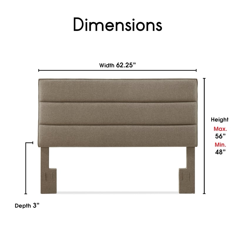 Pemberly Row Contemporary Queen Upholstered Headboard in Brown