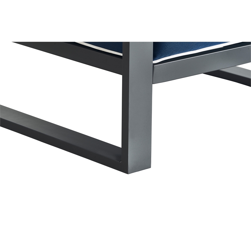 Pemberly Row Contemporary Outdoor Arm Chair in Gray Gunmetal