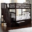 Pemberly Row Wood Staircase Storage Bunk Twin Over Twin in Espresso