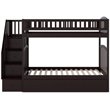 Pemberly Row Wood Staircase Storage Bunk Twin Over Twin in Espresso