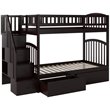 Pemberly Row Wood Staircase Storage Bunk Twin Over Twin in Espresso