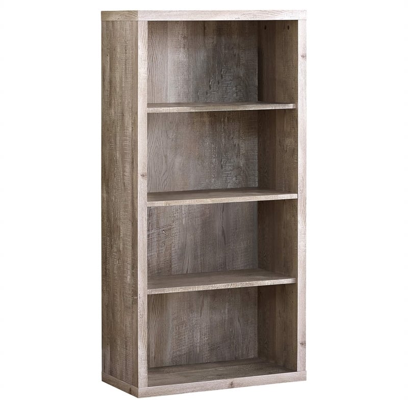 Pemberly Row Bookshelf Bookcase Etagere 5 Tier Office/Bedroom in Laminate Beige