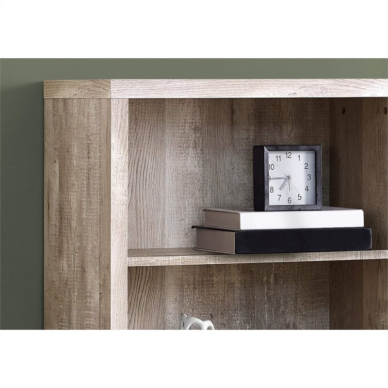 Pemberly Row Bookshelf Bookcase Etagere 5 Tier Office/Bedroom in Laminate Beige