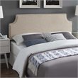 Pemberly Row Queen Upholstered Polyester Fabric Headboard in Beige