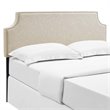 Pemberly Row Queen Upholstered Polyester Fabric Headboard in Beige