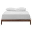 Pemberly Row Queen Modern Solid Wood Platform Bed Frame in Cappuccino