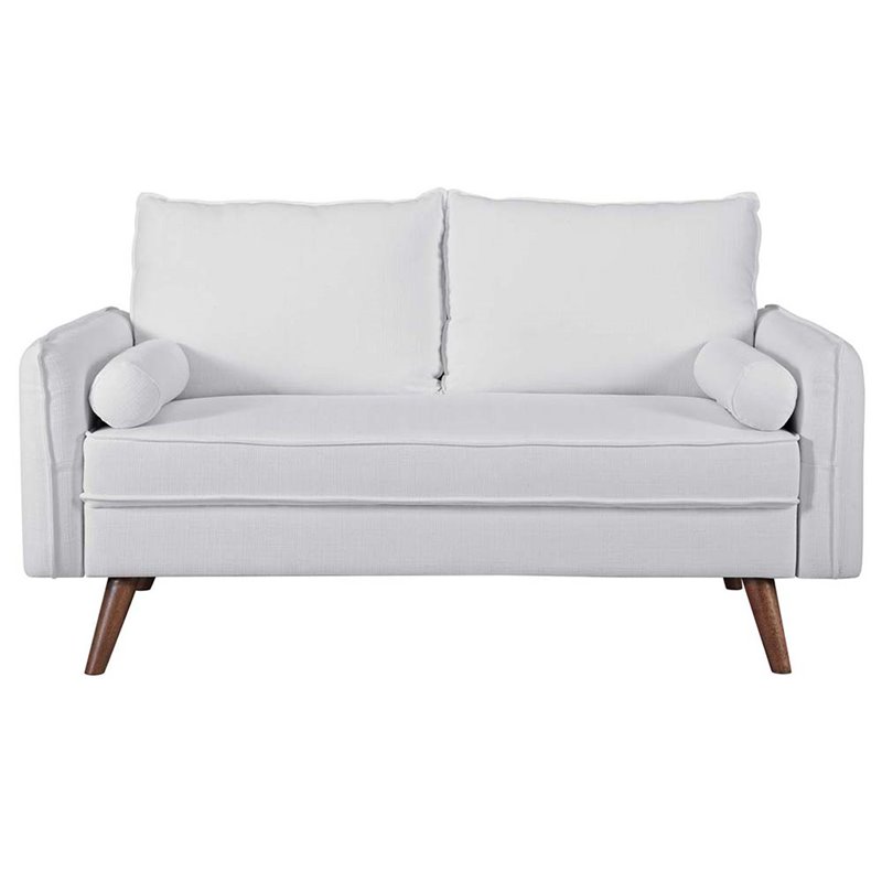 Pemberly Row Modern Fabric Upholstered Loveseat in Walnut/White