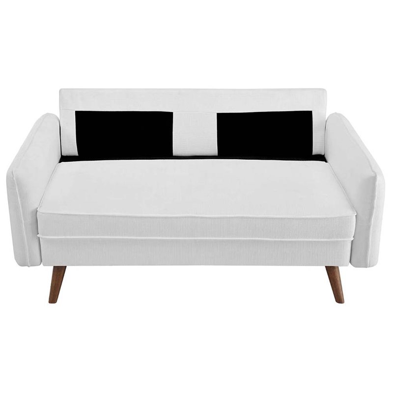Pemberly Row Modern Fabric Upholstered Loveseat in Walnut/White
