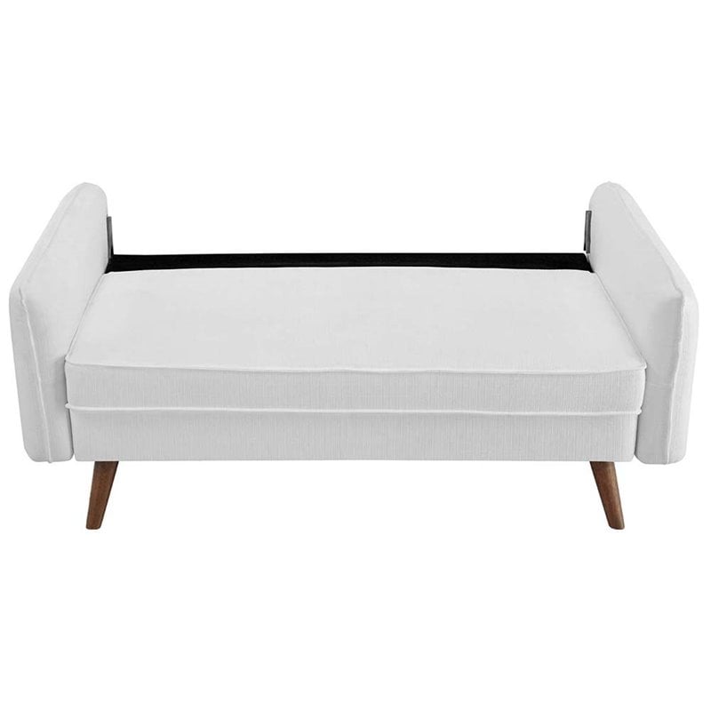 Pemberly Row Modern Fabric Upholstered Loveseat in Walnut/White