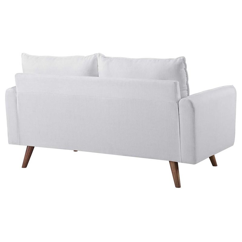 Pemberly Row Modern Fabric Upholstered Loveseat in Walnut/White