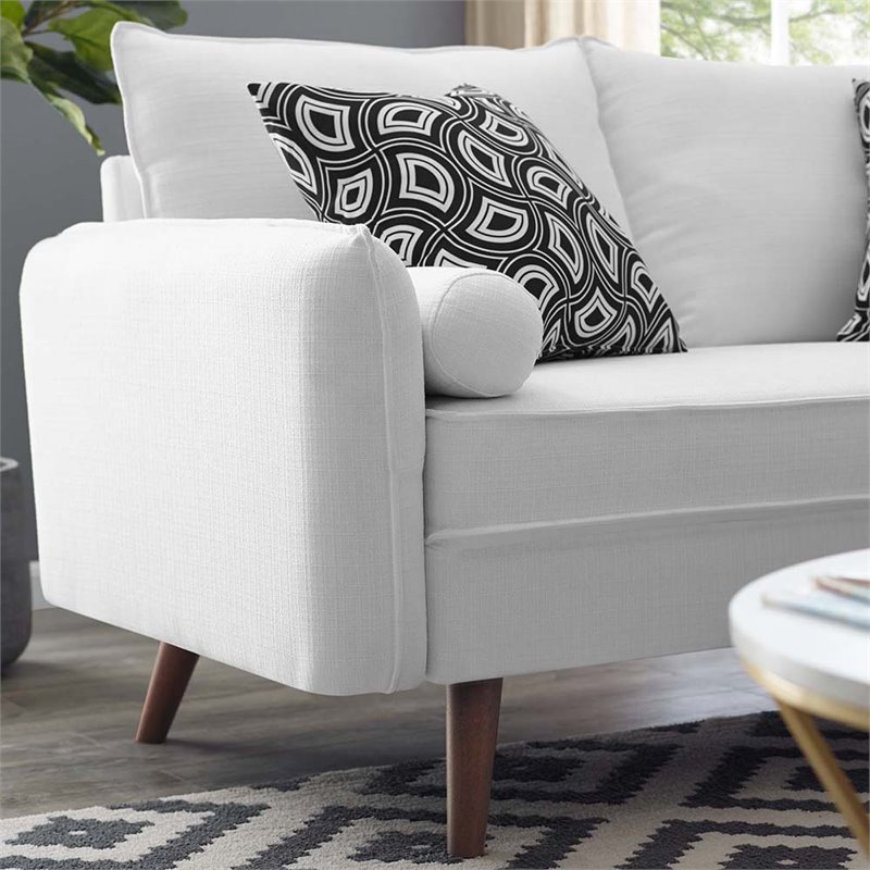 Pemberly Row Modern Fabric Upholstered Loveseat in Walnut/White
