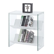 Pemberly Row SoHo Bookcase in White Wood Finish with Clear Glass Sides