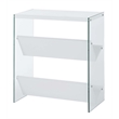 Pemberly Row SoHo Bookcase in White Wood Finish with Clear Glass Sides