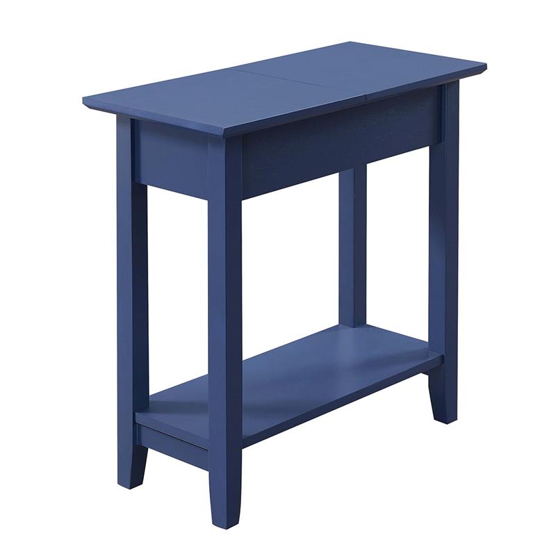 Pemberly Row Contemporary Flip Top End Table in Blue Wood Finish