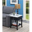 Pemberly Row End Table with Drawer and Slide in Black Wood Finish