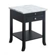 Pemberly Row End Table with Drawer and Slide in Black Wood Finish