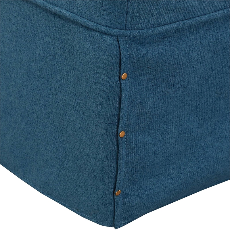 Pemberly Row Contemporary Folding Bed Ottoman in Blue Fabric