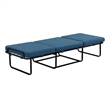 Pemberly Row Contemporary Folding Bed Ottoman in Blue Fabric