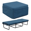 Pemberly Row Contemporary Folding Bed Ottoman in Blue Fabric