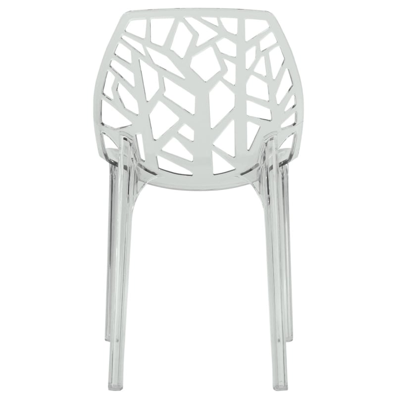 Pemberly Row Modern Plastic Dining Side Chair in Clear (Set of 2)