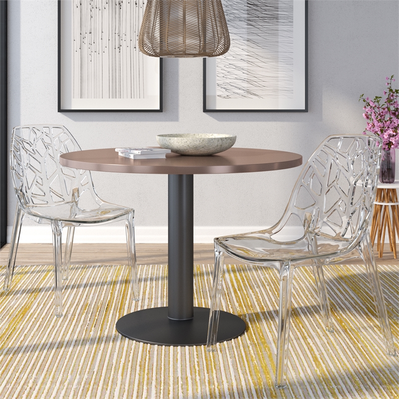 Pemberly Row Modern Plastic Dining Side Chair in Clear (Set of 2)