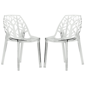 Pemberly Row Modern Plastic Dining Side Chair in Clear (Set of 2)