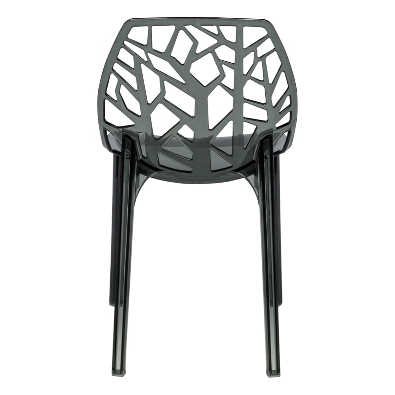 Pemberly Row Modern Plastic Dining Side Chair in Black (Set of 2)