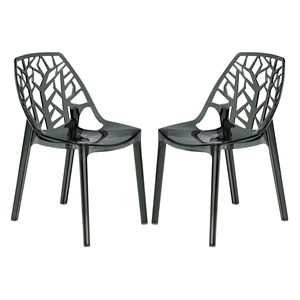 Pemberly Row Modern Plastic Dining Side Chair in Black (Set of 2)
