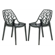 Pemberly Row Modern Plastic Dining Side Chair in Black (Set of 2)