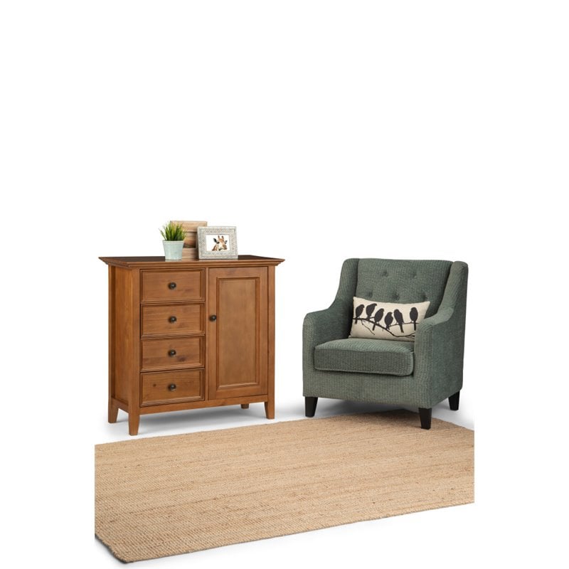 Pemberly Row Solid Wood Storage Cabinet in Light Golden Brown