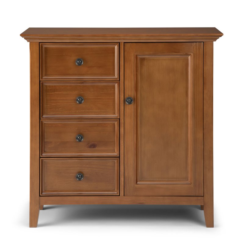 Pemberly Row Solid Wood Storage Cabinet in Light Golden Brown