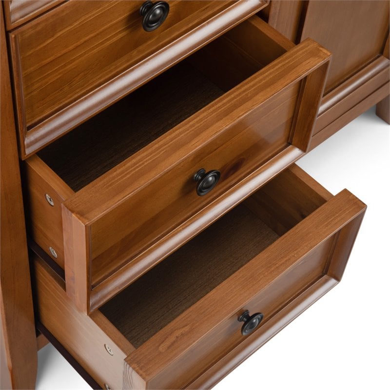 Pemberly Row Solid Wood Storage Cabinet in Light Golden Brown
