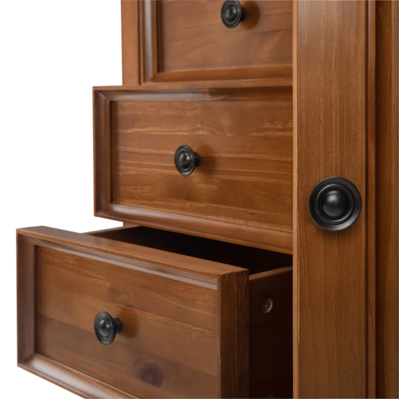 Pemberly Row Solid Wood Storage Cabinet in Light Golden Brown
