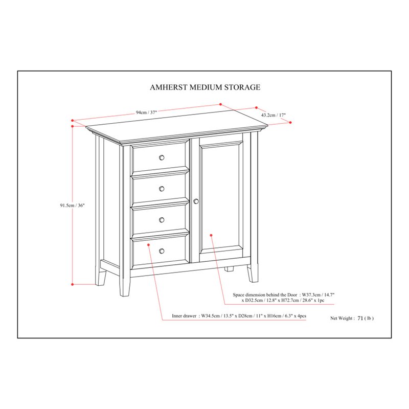 Pemberly Row Solid Wood Storage Cabinet in Light Golden Brown