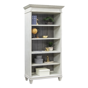 Pemberly Row Open Wood Bookcase Storage Cabinet Office Shelves White
