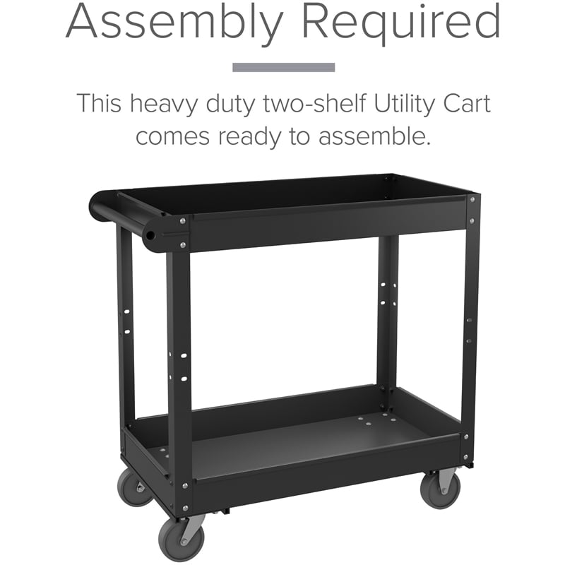 Pemberly Row Reay-To-Assemble Metal Utility Cart 30 x 16 Black