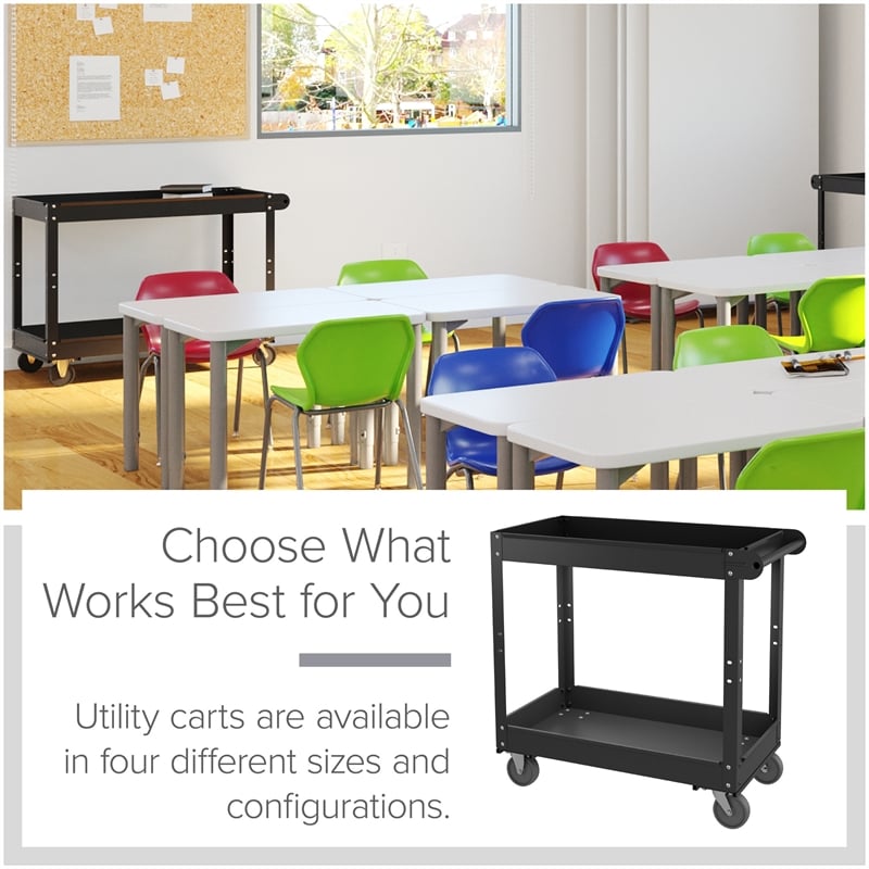 Pemberly Row Reay-To-Assemble Metal Utility Cart 30 x 16 Black