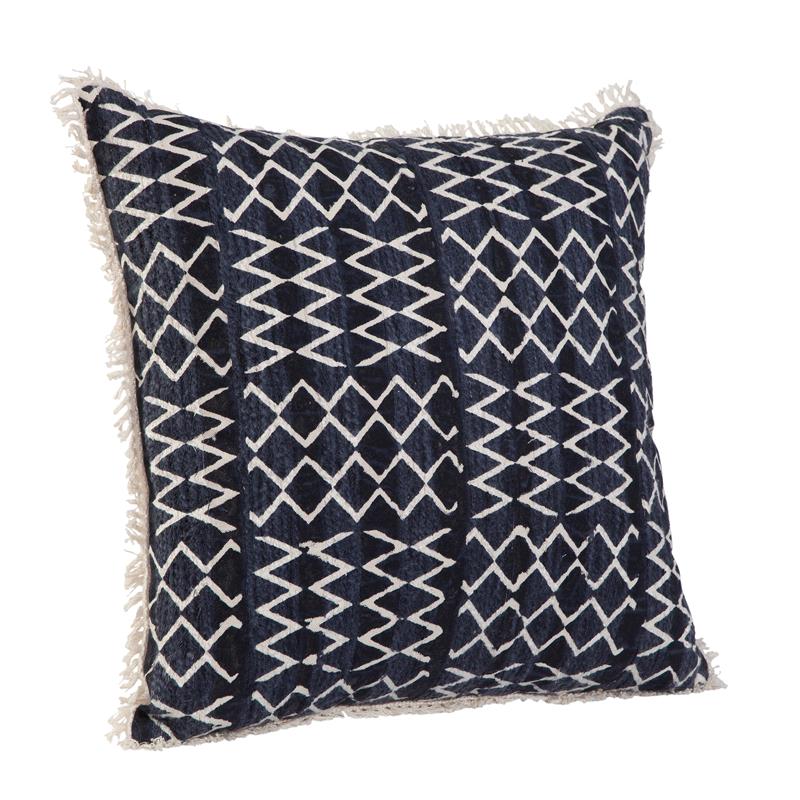 Pemberly Row Modern / Contemporary Cotton Throw Pillow in Navy/White