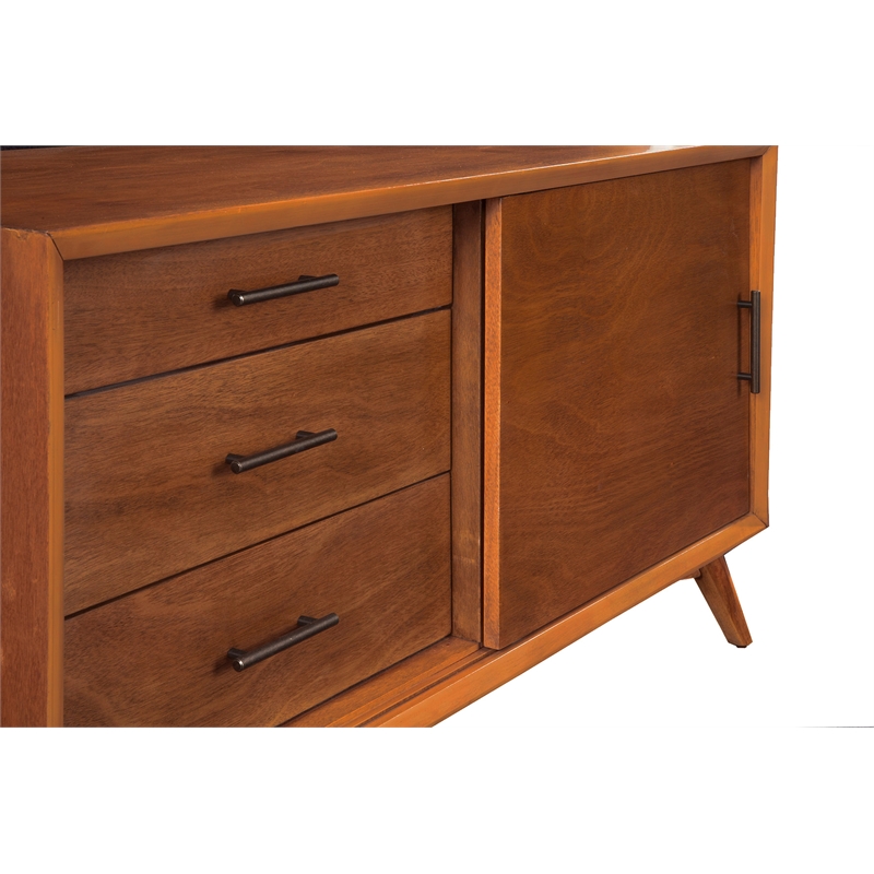 Pemberly Row Contemporary Small Wood TV Console in Acorn Brown