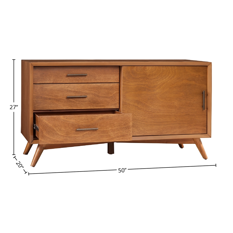 Pemberly Row Contemporary Small Wood TV Console in Acorn Brown