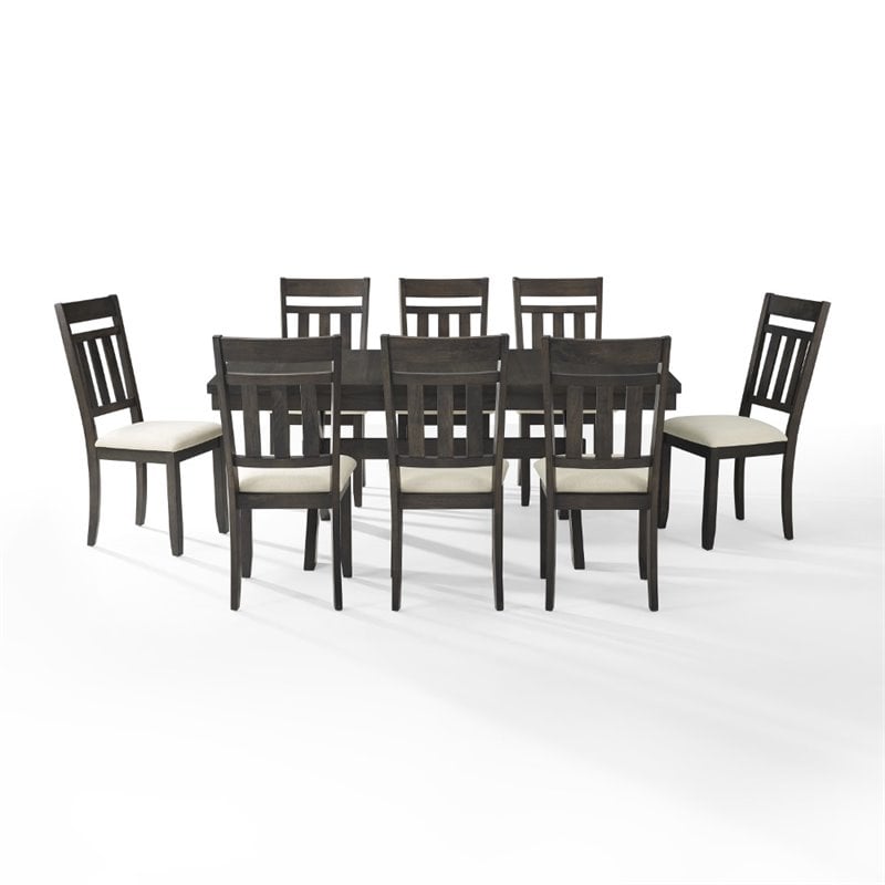 Pemberly Row Contemporary 9 Piece Wood Dining Set in Slate/Cream