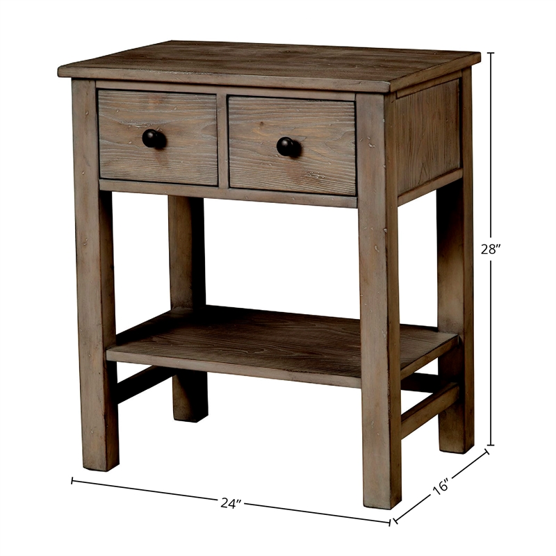 Pemberly Row Modern Wood 2 Drawer Nightstand in Natural Gray