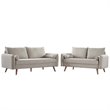 Pemberly Row 2-Piece Fabric Upholstered Sofa and Loveseat Set in Beige