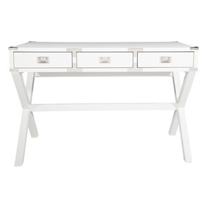 Pemberly Row Contemporary 46&quot Desk with Power in White Finish