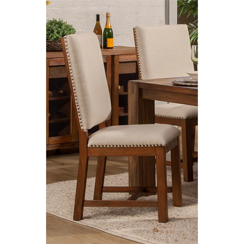 Pemberly Row Upholstered Side Chairs in Salvaged Natural (Brown)