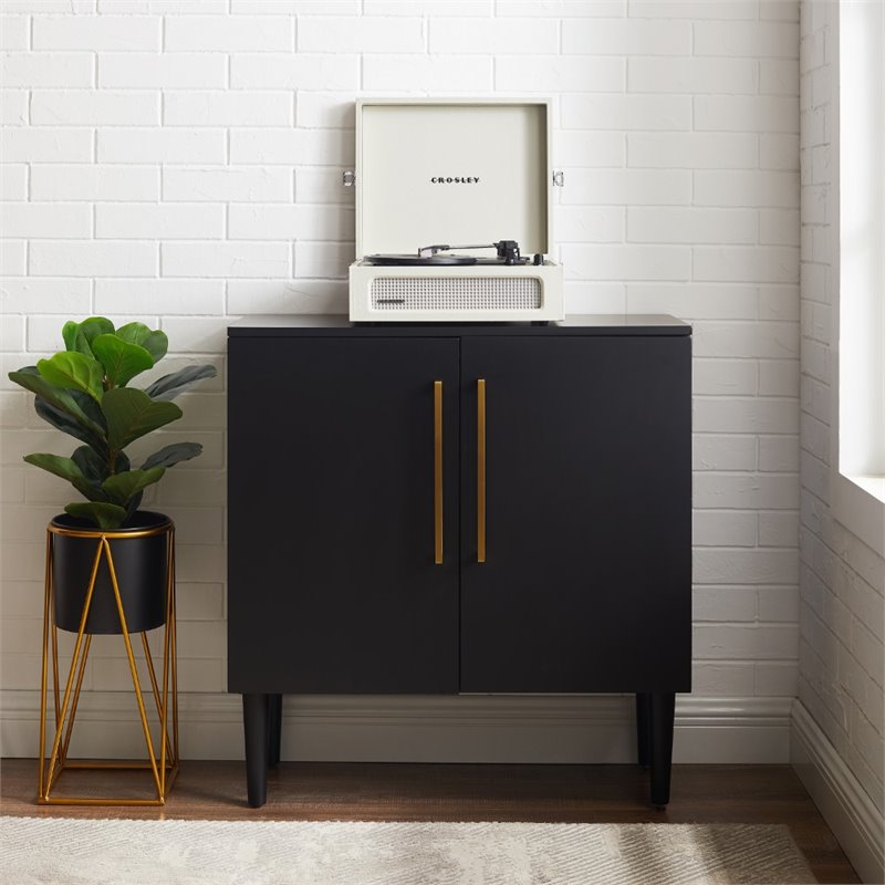 Pemberly Row Contemporary Wood Accent Cabinet in Matte Black
